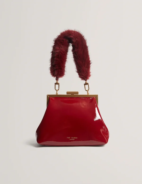 Ted Baker Faux Fur Handle Clutch Bag – Elegant Evening Handbag