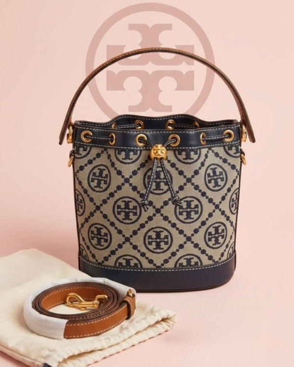 Tory Burch Monogram Bucket Bag with Strap