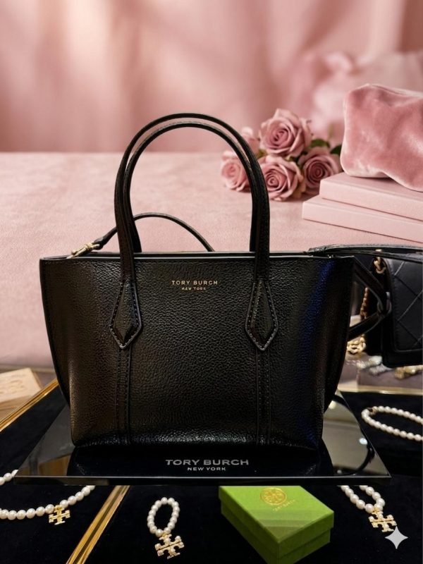 Tory Burch Black Leather Tote Bag